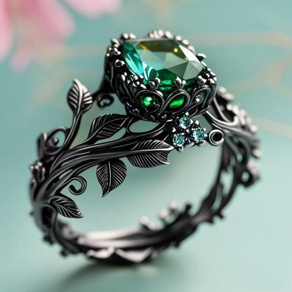 Rings for Women - Moissanite Ring S925 Silver - Vintage Leaf Totem Inlaid Moissanite Diamond - product detail view 12