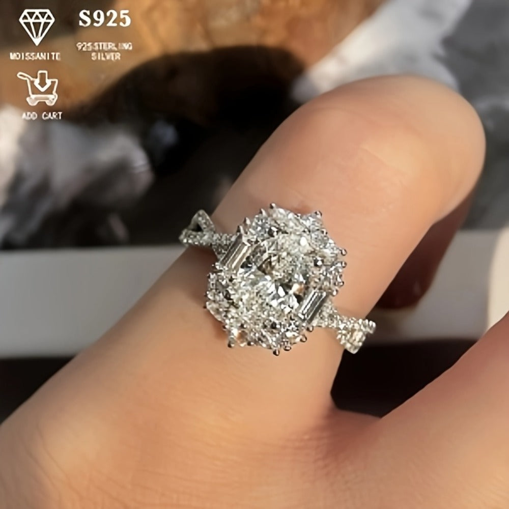 Rings for Women - Moissanite Ring S925 Sterling Silver 2ct Egg-Shaped Boho Cross Design - product detail view 8