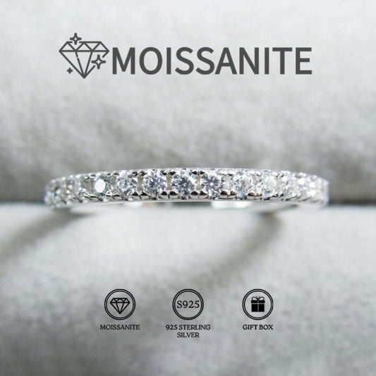Rings for Women - Moissanite Wedding Band 925 Sterling Silver 0.1 Carat Round Cut Ring - main product view