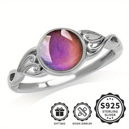 Rings for Women - Mood Ring 925 Sterling Silver - Temperature Sensitive Color Changing Ring - product detail view 6