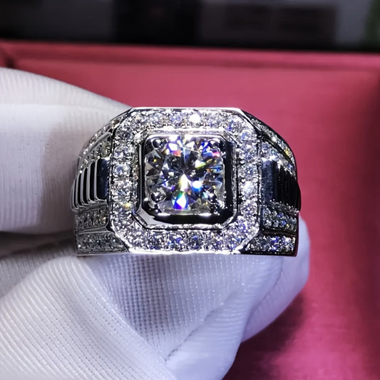 Rings for Women - Men's Zirconia Ring Vintage Style 201 Stainless Steel Shiny White Stone - main product view