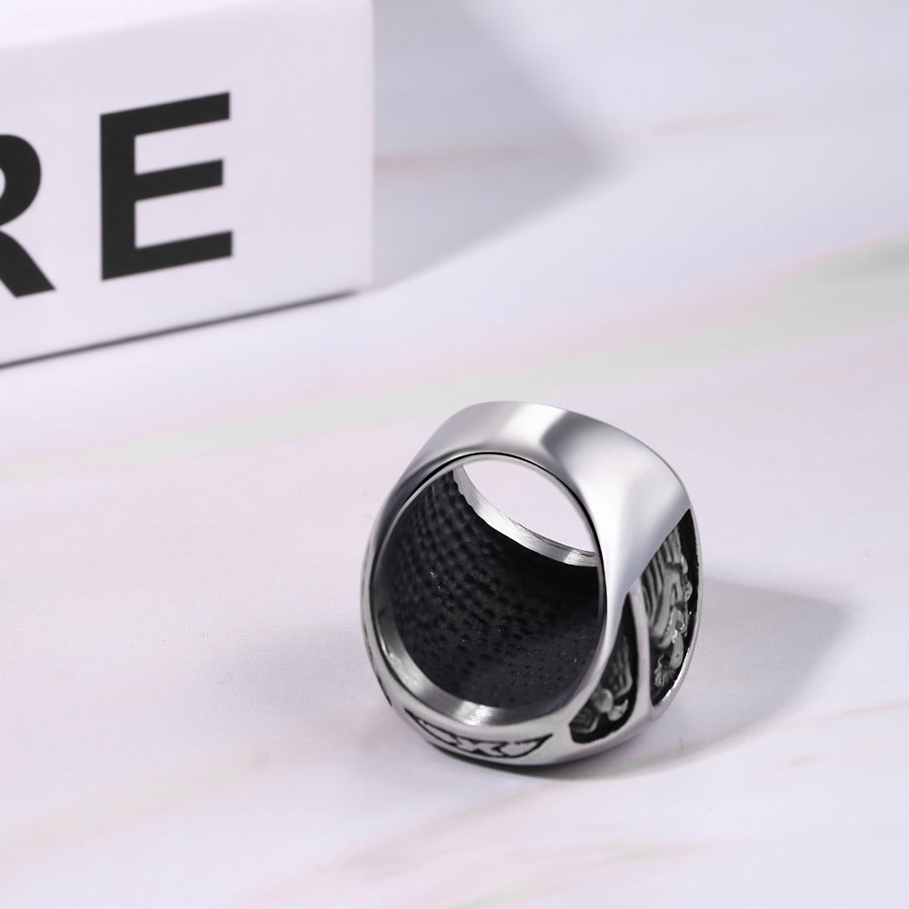 Rings for Women - Saint Benedict Medal Ring Stainless Steel Cross Religious Jewelry Silver - product detail view 12