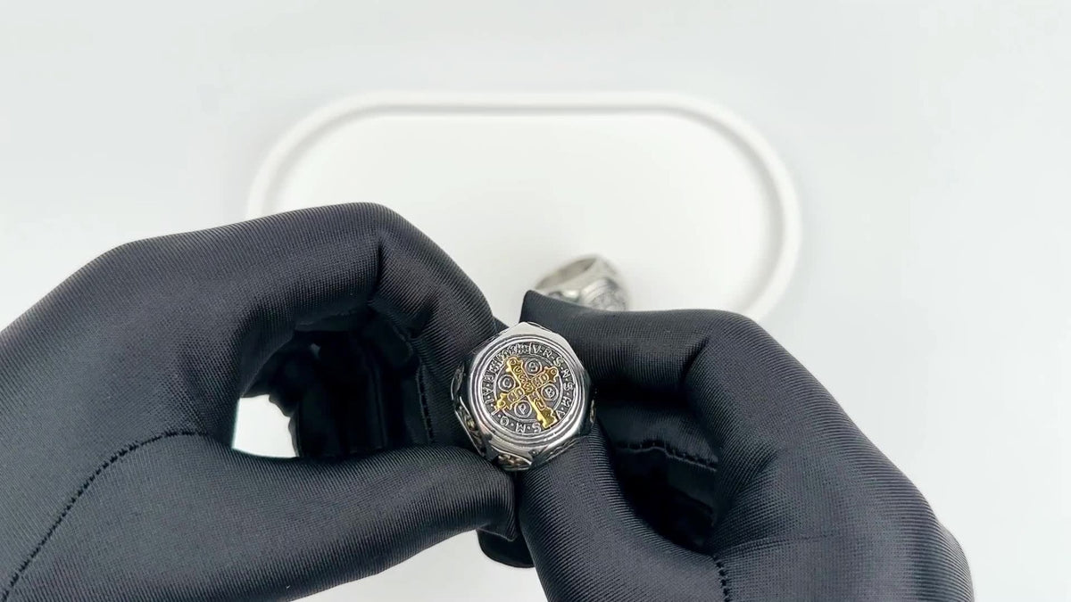 Rings for Women - Saint Benedict Medal Ring Stainless Steel Cross Religious Jewelry Silver - product detail view 13