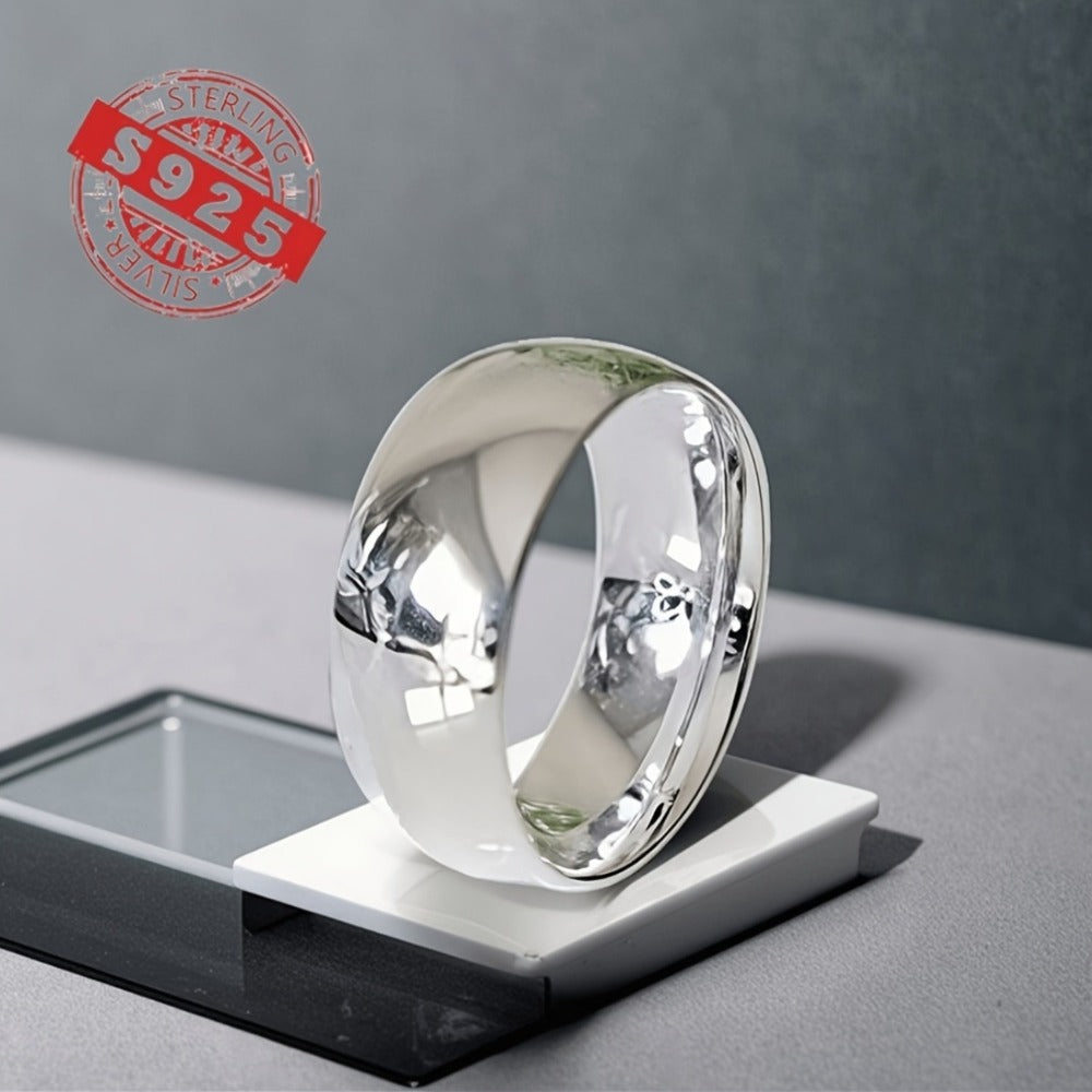 Rings for Women - Sterling Silver Band Ring 8mm Wide Solid Silver Eternal Ring for Men - main product view