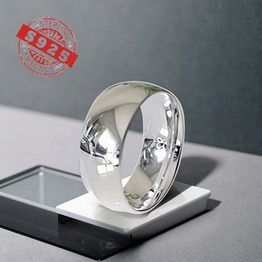 Rings for Women - Sterling Silver Band Ring 8mm Wide Solid Silver Eternal Ring for Men - main product view