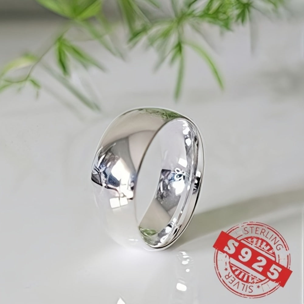 Rings for Women - Sterling Silver Band Ring 8mm Wide Solid Silver Eternal Ring for Men - product detail view 7