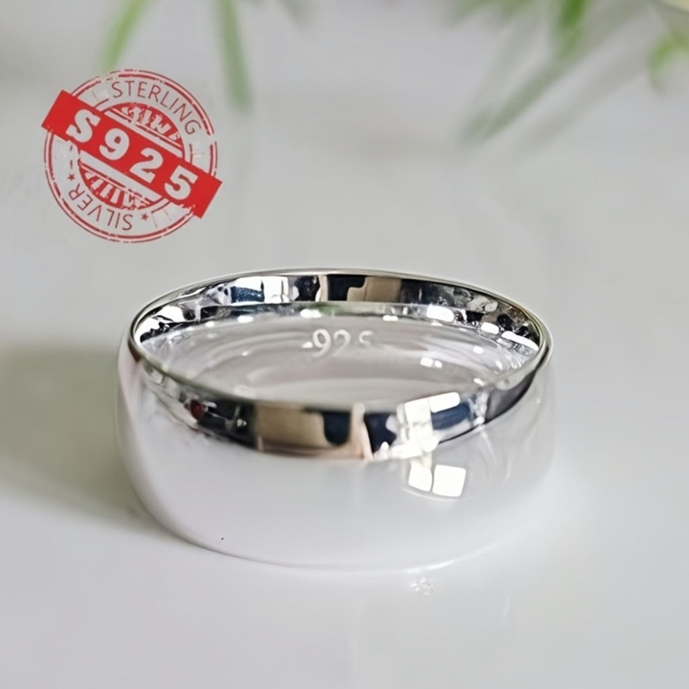 Rings for Women - Sterling Silver Band Ring 8mm Wide Solid Silver Eternal Ring for Men - product detail view 8