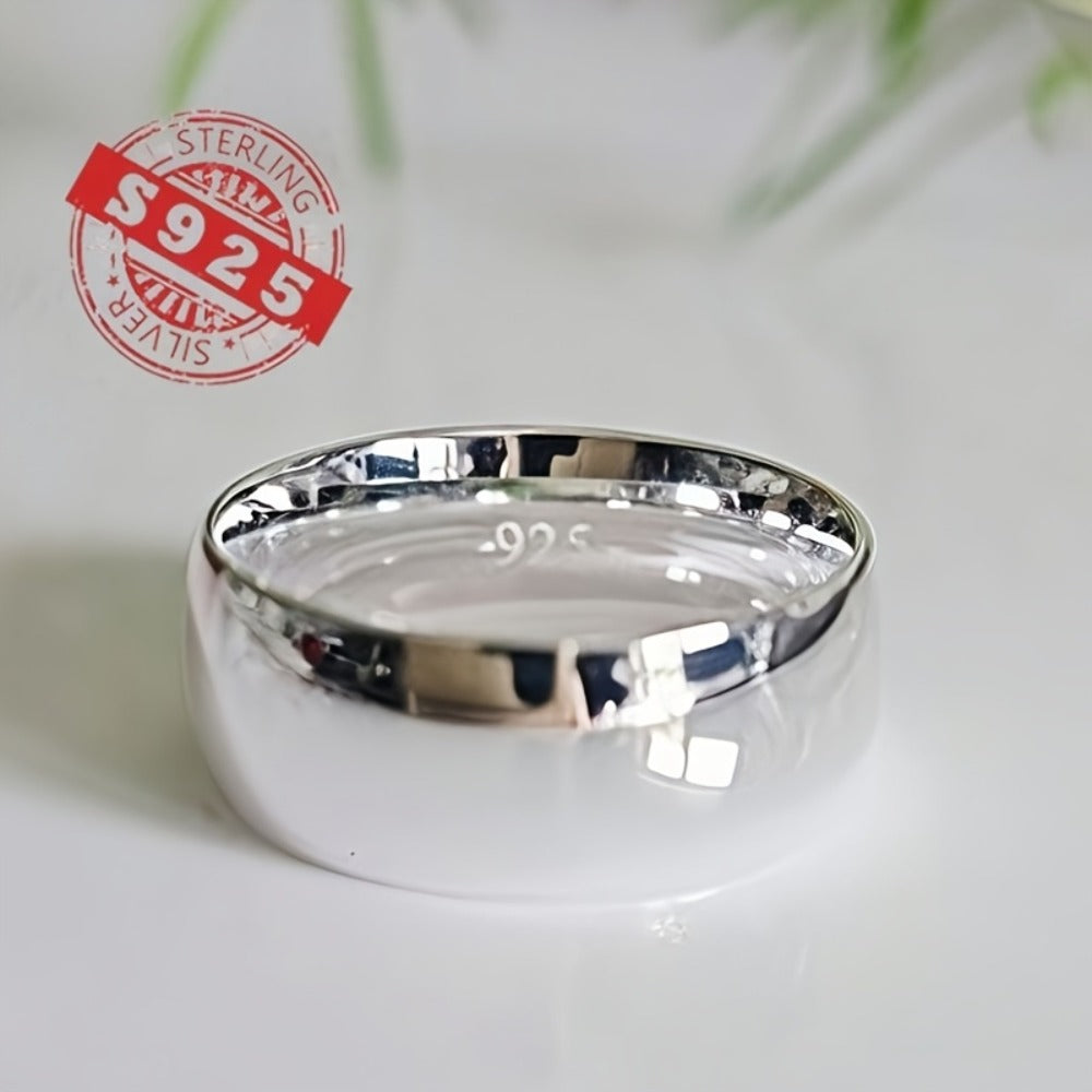 Rings for Women - Sterling Silver Band Ring 8mm Wide Solid Silver Eternal Ring for Men - product detail view 11