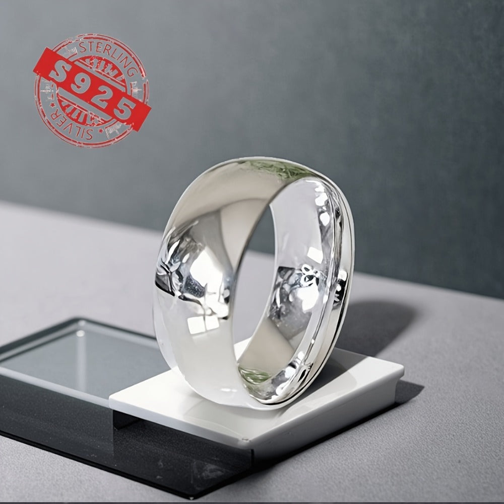 Rings for Women - Sterling Silver Band Ring 8mm Wide Solid Silver Eternal Ring for Men - product detail view 12