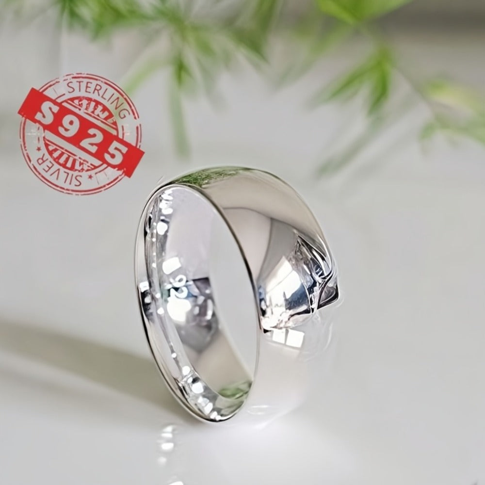 Rings for Women - Sterling Silver Band Ring 8mm Wide Solid Silver Eternal Ring for Men - product detail view 13