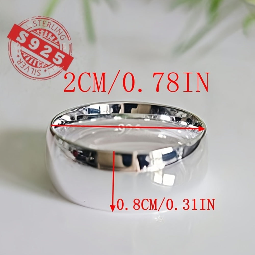 Rings for Women - Sterling Silver Band Ring 8mm Wide Solid Silver Eternal Ring for Men - product detail view 15