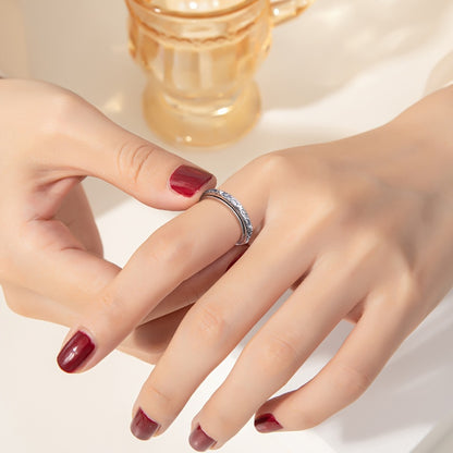 Rings for Women - Sterling Silver Spinner Ring for - Oxidized Lotus Flower Fidget Ring - product detail view 2