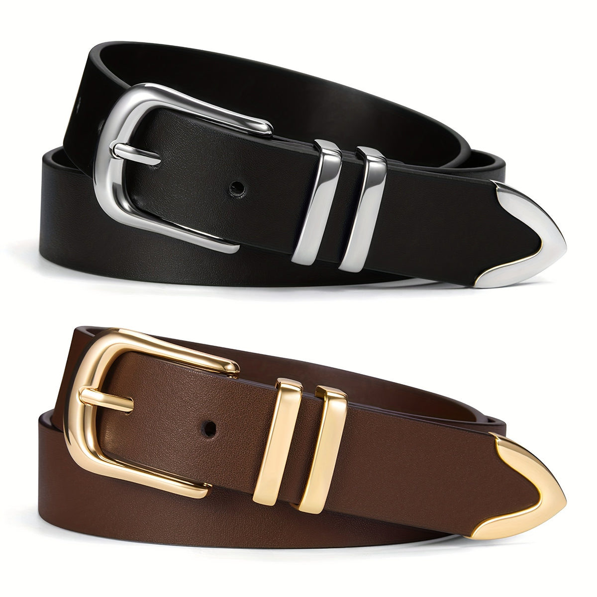 Women's Belt - 2-Pack 's Set Multi-Color Combination Versatile Waist for Dresses Pants - product detail view 43