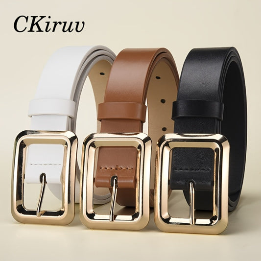 Women's Belt - 3-Pack 's Square Alloy Buckle Handmade Lightweight Luxury Versatile Waist - main product view