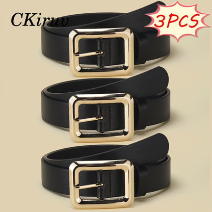Women's Belt - 3-Pack 's Square Alloy Buckle Handmade Lightweight Luxury Versatile Waist - product detail view 5