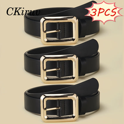 Women's Belt - 3-Pack 's Square Alloy Buckle Handmade Lightweight Luxury Versatile Waist - product detail view 14