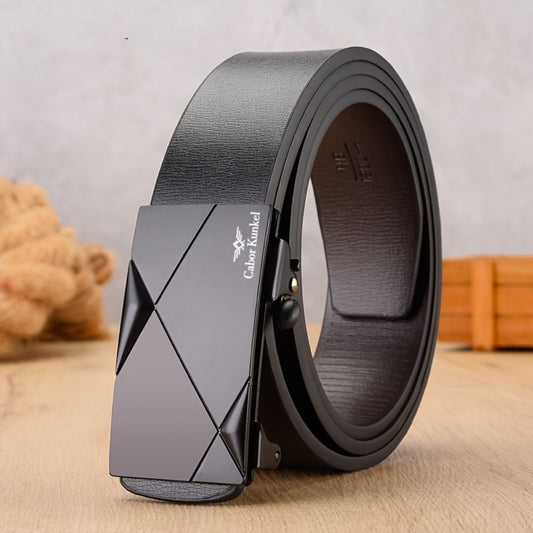 Men's Belt - Automatic Buckle Leather for No-Tooth Ratchet Design, One-Hand Closure - main product view