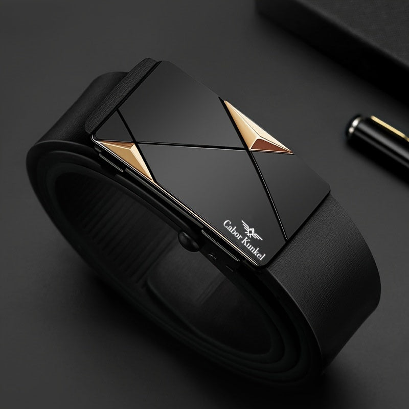 Men's Belt - Automatic Buckle Leather for No-Tooth Ratchet Design, One-Hand Closure - product detail view 10