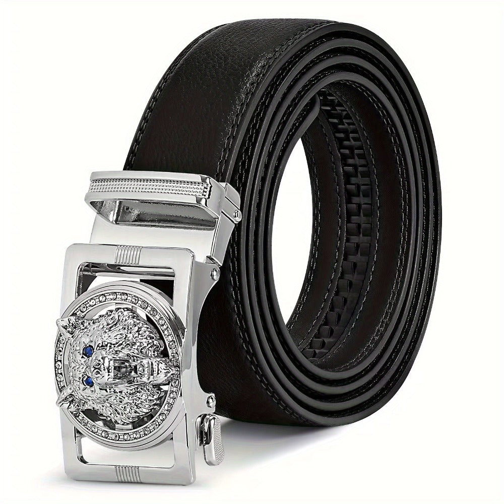 Men's Belt - Automatic Buckle Unisex Metal Clasp No Hole Adjustable Slide Ratchet Waist - product detail view 13