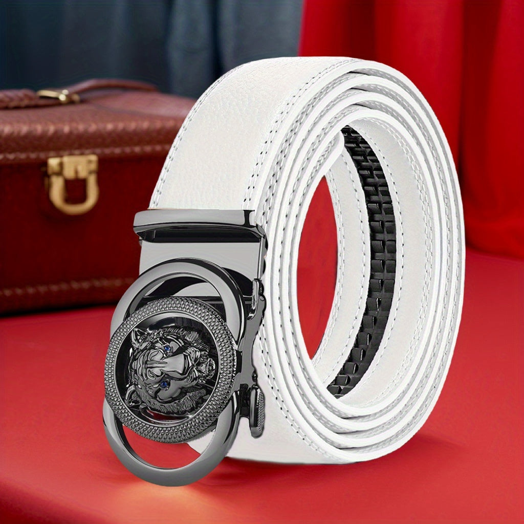 Men's Belt - Automatic Buckle Unisex Metal Clasp No Hole Adjustable Slide Ratchet Waist - product detail view 25