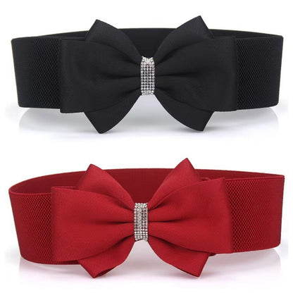 Women's Belt - Bow for 3Pcs Set - Large Bow Elastic Wide Waist Solid Color Decorative - product detail view 5