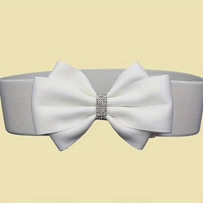 Women's Belt - Bow for 3Pcs Set - Large Bow Elastic Wide Waist Solid Color Decorative - product detail view 8