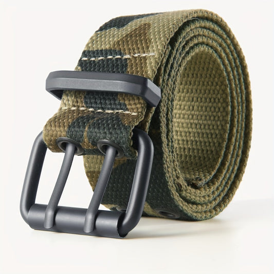 Men's Belt - Camouflage for Durable Canvas Strap, Black Alloy Single-Prong Buckle - main product view