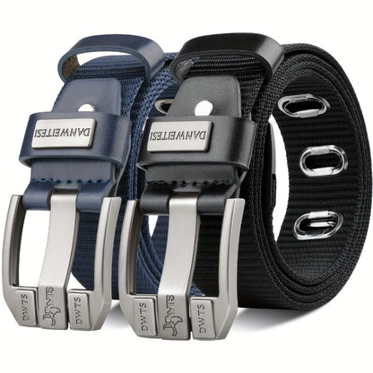 Men's Belt - Canvas for Two-Tone Green & Brown Alloy Needle Buckle Lightweight Woven - product detail view 8