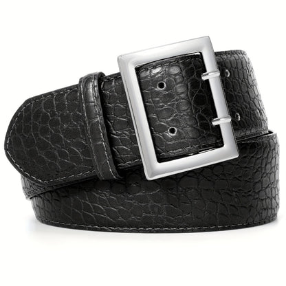 Women's Belt - Crocodile Pattern Wide for - Fashion Textured Waist for Jeans Dress Pants - product detail view 12