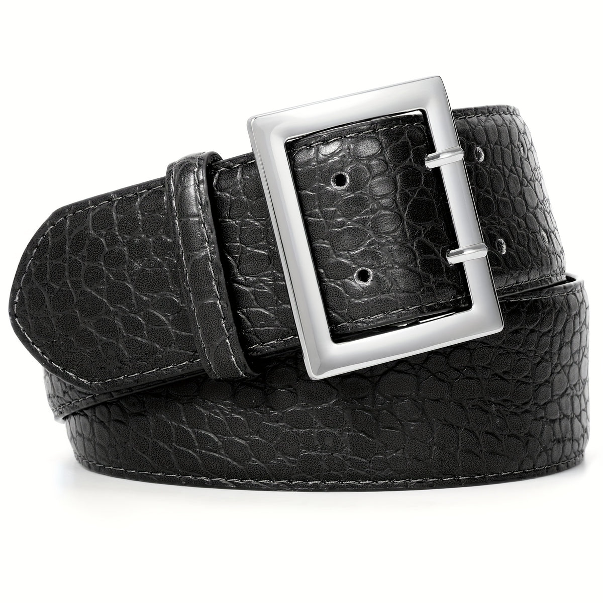 Women's Belt - Crocodile Pattern Wide for - Fashion Textured Waist for Jeans Dress Pants - product detail view 26