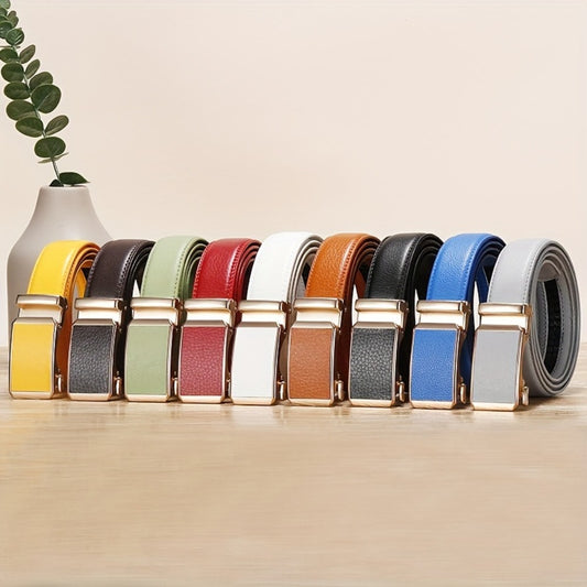 Men's Belt - Faux Leather for with Automatic Buckle 9 Colors, Adjustable up to 49.2" - main product view