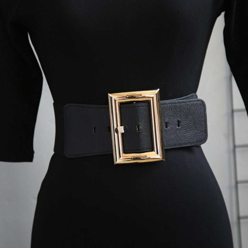 Women's Belt - French Style Elastic Waist for - Minimalist Square Buckle Stretchy - product detail view 6