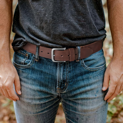 Men's Belt - Genuine Leather for Handmade Full Grain Casual Everyday Jeans Stainless - product detail view 12