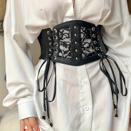 Women's Belt - Gothic Black Lace-Up Corset for - Sexy Hollow Waist Cincher, Versatile - main product view