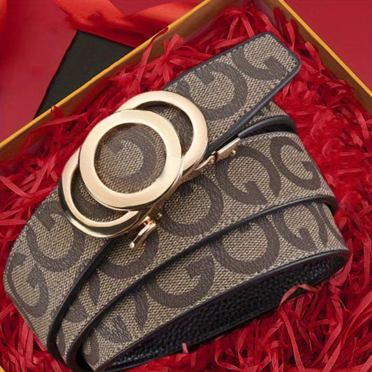 Men's Belt - Leather Unisex Genuine Leather, Letter G Embossed Automatic Alloy Buckle - main product view