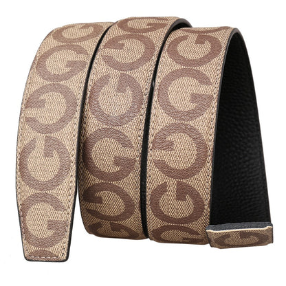 Men's Belt - Leather Unisex Genuine Leather, Letter G Embossed Automatic Alloy Buckle - product detail view 5
