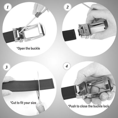 Men's Belt - Leather Unisex Genuine Leather, Letter G Embossed Automatic Alloy Buckle - product detail view 9