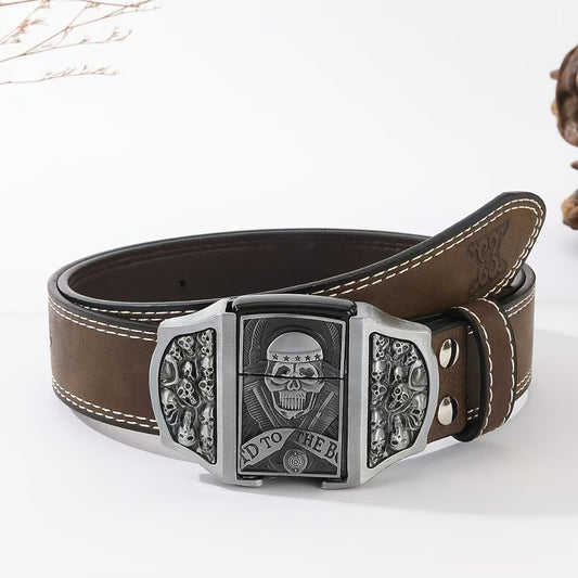 Men's Belt - Lighter for Detachable Western Cowboy Printed with Built-In Lighter - main product view