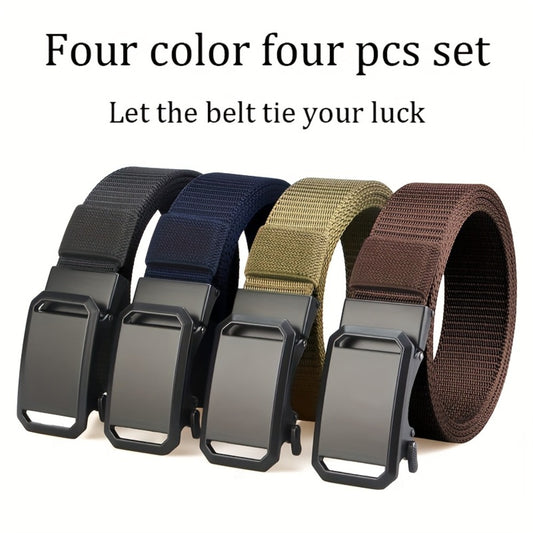 Men's Belt - Nylon Elastic 4-Pack Automatic Buckle Adjustable Stretch Waistband for - main product view