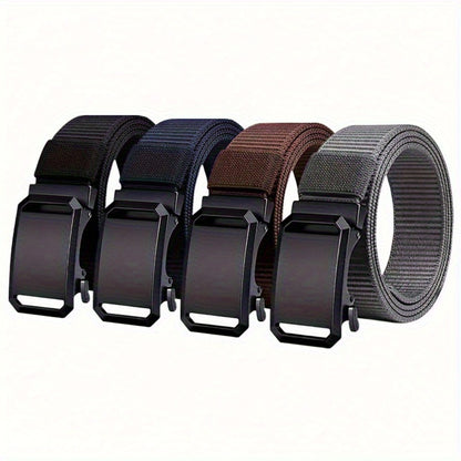 Men's Belt - Nylon Elastic 4-Pack Automatic Buckle Adjustable Stretch Waistband for - product detail view 3