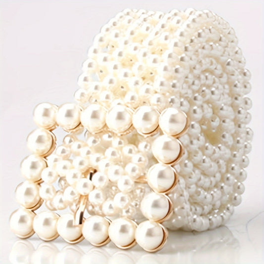 Women's Belt - Pearl for Adjustable Woven Waist - Elegant Hollow Faux Pearl Body Chain - main product view