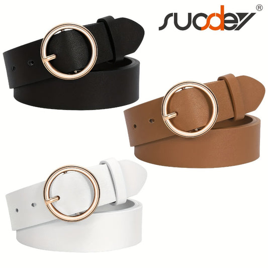 Women's Belt - PU Leather for 3-Pack Round Alloy Buckle Waist for Dresses Jeans Pants - main product view