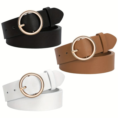Women's Belt - PU Leather for 3-Pack Round Alloy Buckle Waist for Dresses Jeans Pants - product detail view 20