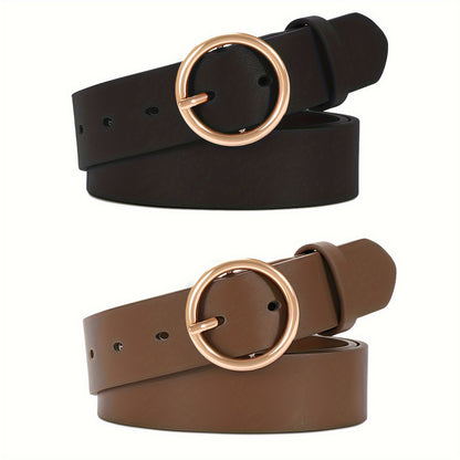 Women's Belt - PU Leather for 3-Pack Round Alloy Buckle Waist for Dresses Jeans Pants - product detail view 24