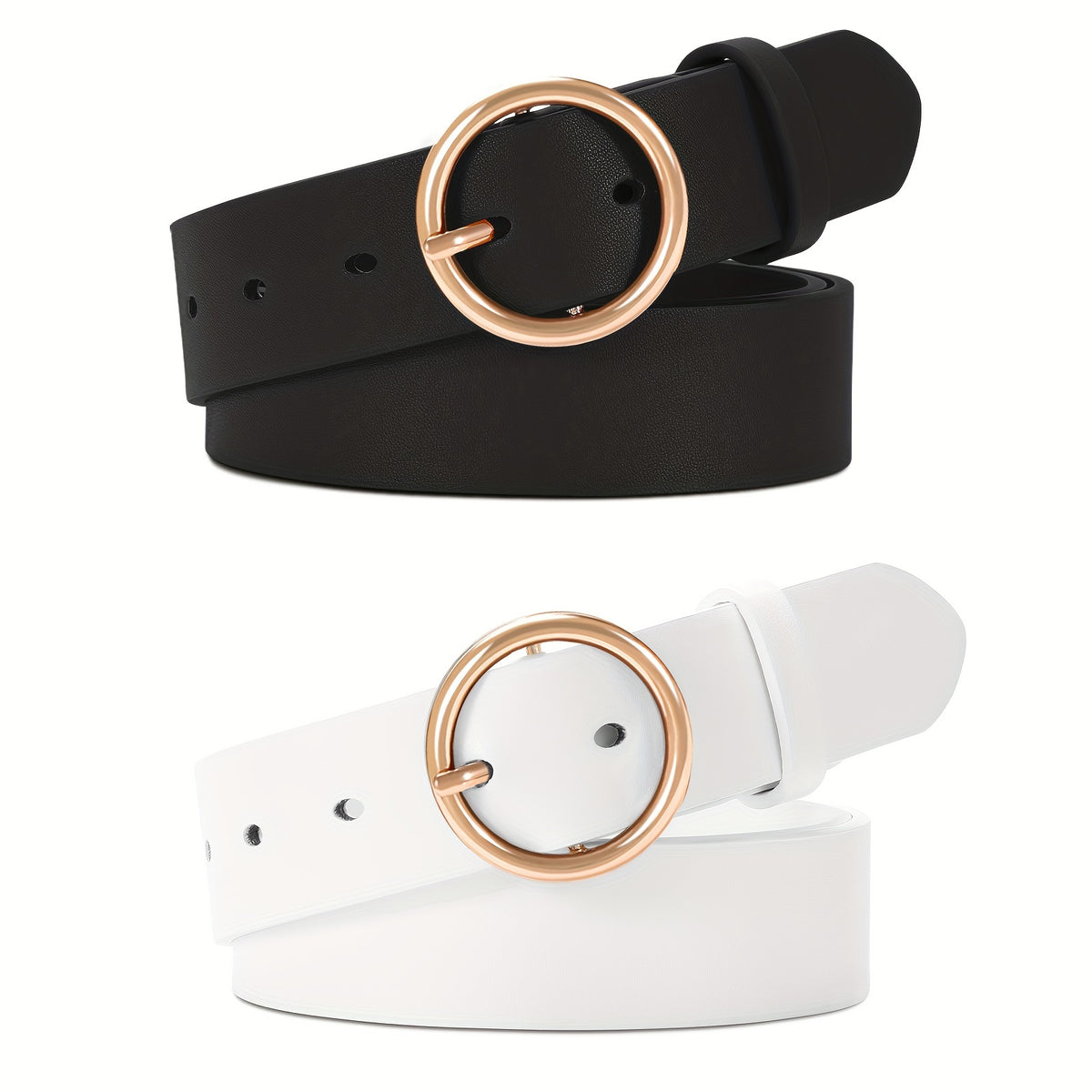 Women's Belt - PU Leather for 3-Pack Round Alloy Buckle Waist for Dresses Jeans Pants - product detail view 30