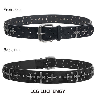 Women's Belt - Punk Studded Y2K Rivet Gothic Cross Rivet Metal Alloy Buckle Waist for - product detail view 2