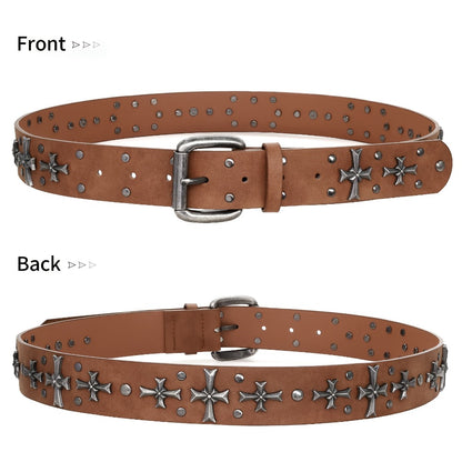 Women's Belt - Punk Studded Y2K Rivet Gothic Cross Rivet Metal Alloy Buckle Waist for - product detail view 11