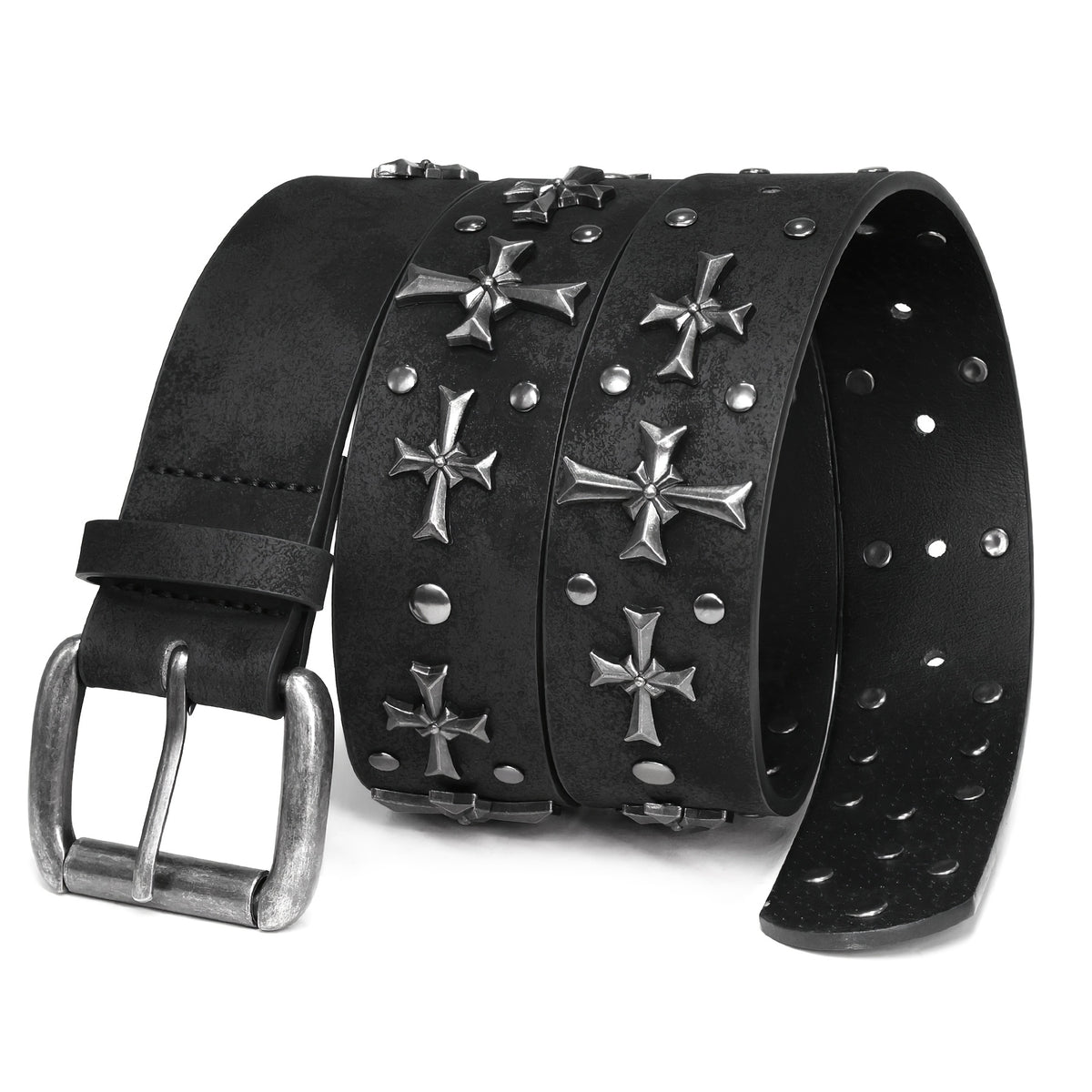 Women's Belt - Punk Studded Y2K Rivet Gothic Cross Rivet Metal Alloy Buckle Waist for - product detail view 13