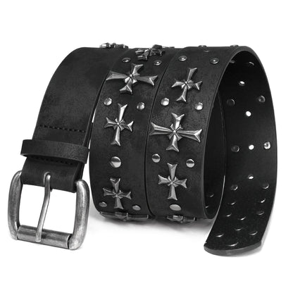 Women's Belt - Punk Studded Y2K Rivet Gothic Cross Rivet Metal Alloy Buckle Waist for - product detail view 13