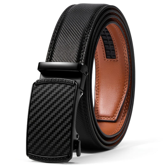Men's Belt - Ratchet for 35mm Genuine Leather No-Hole Adjustable with Automatic Buckle - main product view
